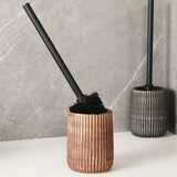 Elegant Textured Ceramic Toilet Brush Holder Set - Stylish Bathroom Accessory for Modern Decor