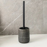 Elegant Textured Ceramic Toilet Brush Holder Set - Stylish Bathroom Accessory for Modern Decor