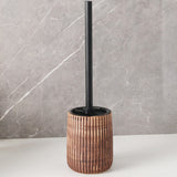 Elegant Textured Ceramic Toilet Brush Holder Set - Stylish Bathroom Accessory for Modern Decor