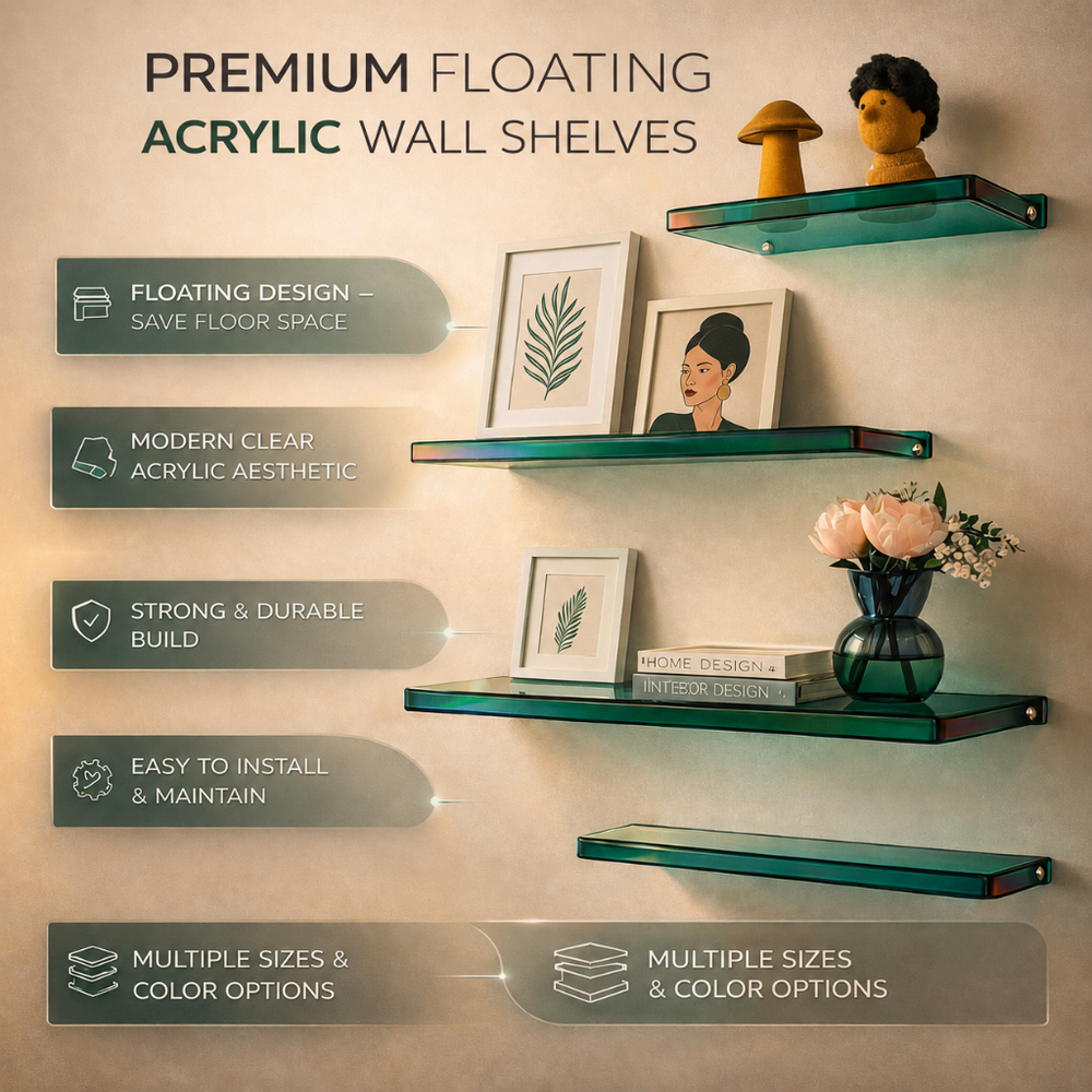 Wall Shelf Floating Acrylic Minimalist Display Storage Shelf