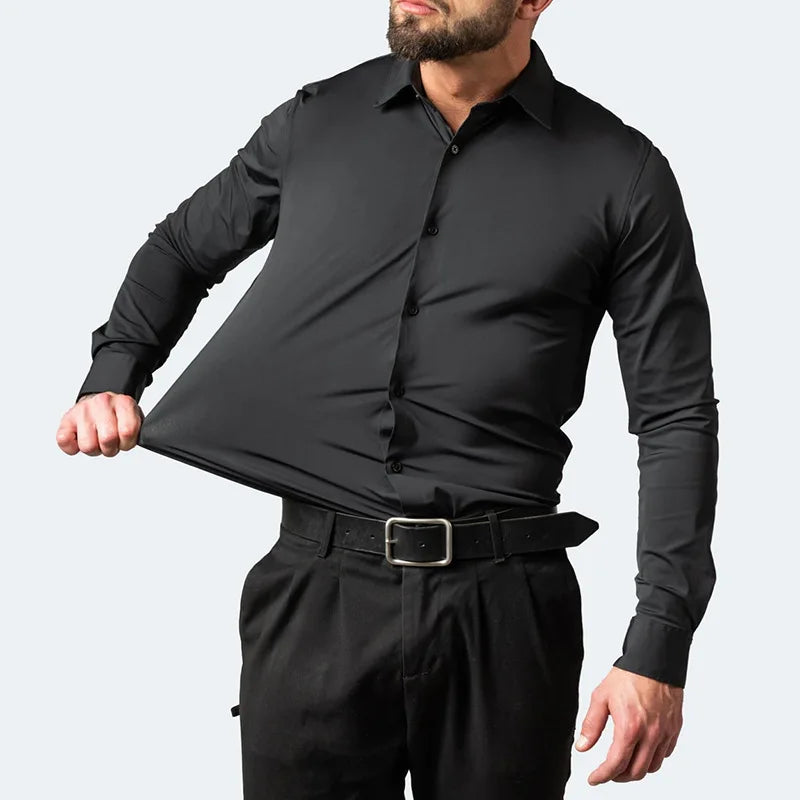 Davy Men's Stretch Performance Dress Shirt - Comfortable, Breathable & Stylish for Work or Casual Wear