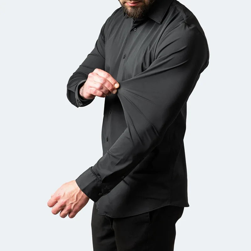 Davy Men's Stretch Performance Dress Shirt - Comfortable, Breathable & Stylish for Work or Casual Wear