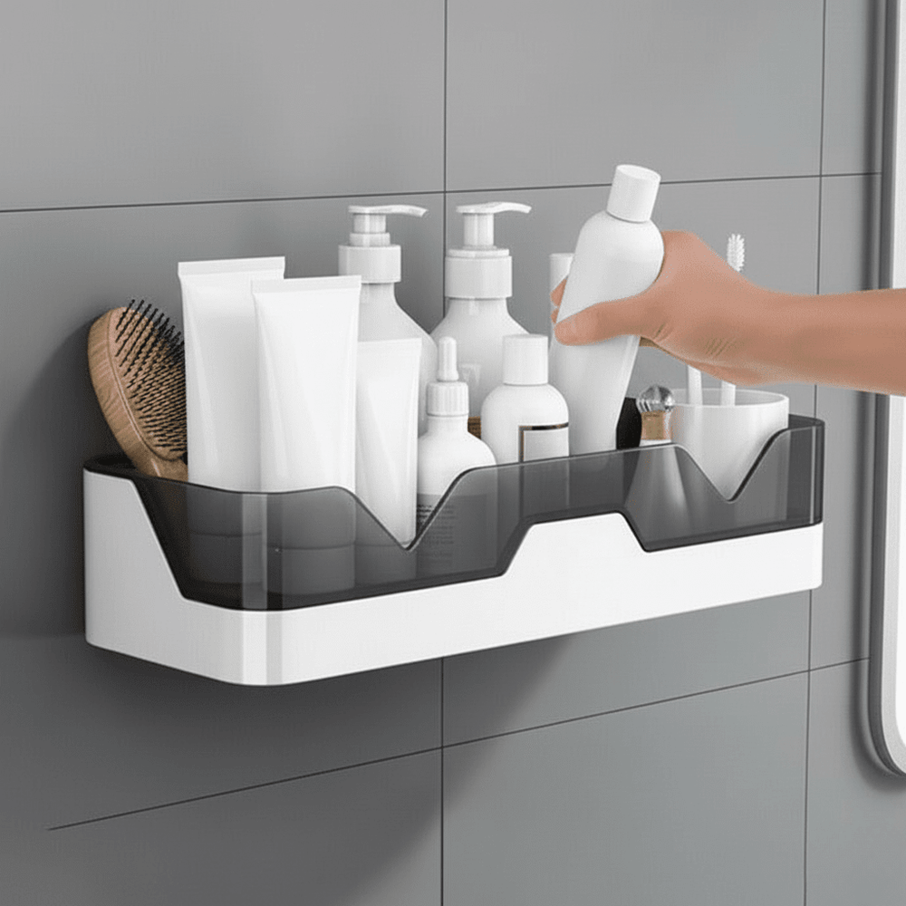 Bathroom Wall Shelf – No-Drill Adhesive Mount, ABS 30×40cm & 10kg Load Capacity