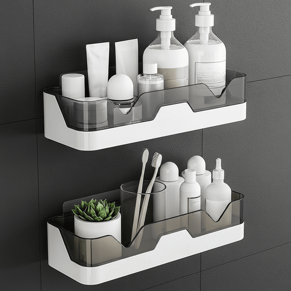 Bathroom Wall Shelf – No-Drill Adhesive Mount, ABS 30×40cm & 10kg Load Capacity