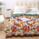 Throw Blanket – Reversible Cotton, Floral Print & Multiple Sizes