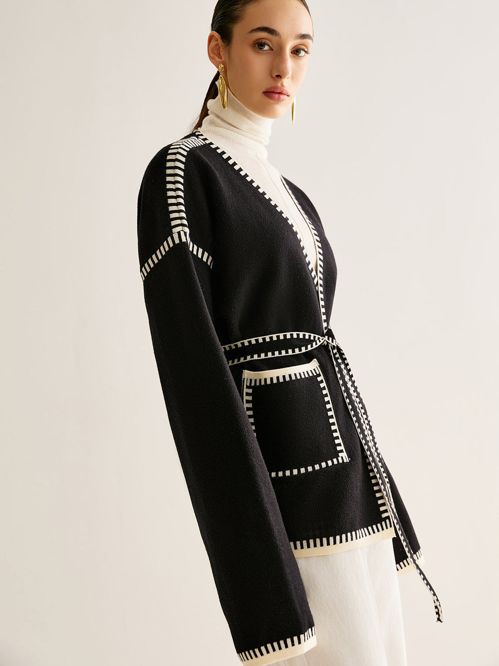 Tied Cardigan with Belt for Women - Celine