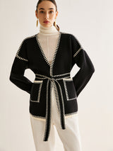 Tied Cardigan with Belt for Women - Celine