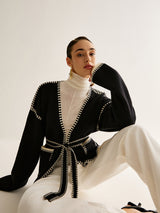 Tied Cardigan with Belt for Women - Celine