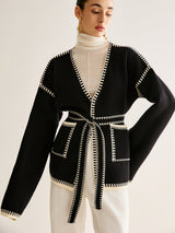 Tied Cardigan with Belt for Women - Celine