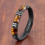 Stylish Tiger's Eye Natural Stone Leather Bracelet for Women | Unique Handmade Jewelry