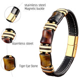 Stylish Tiger's Eye Natural Stone Leather Bracelet for Women | Unique Handmade Jewelry
