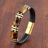 Stylish Tiger's Eye Natural Stone Leather Bracelet for Women | Unique Handmade Jewelry
