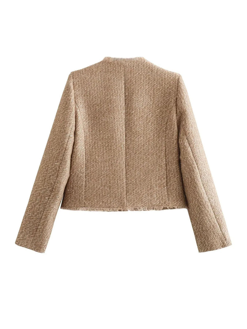 Timeless Chic Tweed Jacket with Gold Buttons - Anna