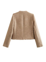 Timeless Chic Tweed Jacket with Gold Buttons - Anna