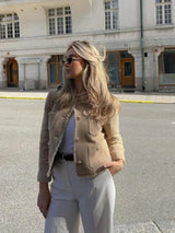 Timeless Chic Tweed Jacket with Gold Buttons - Anna