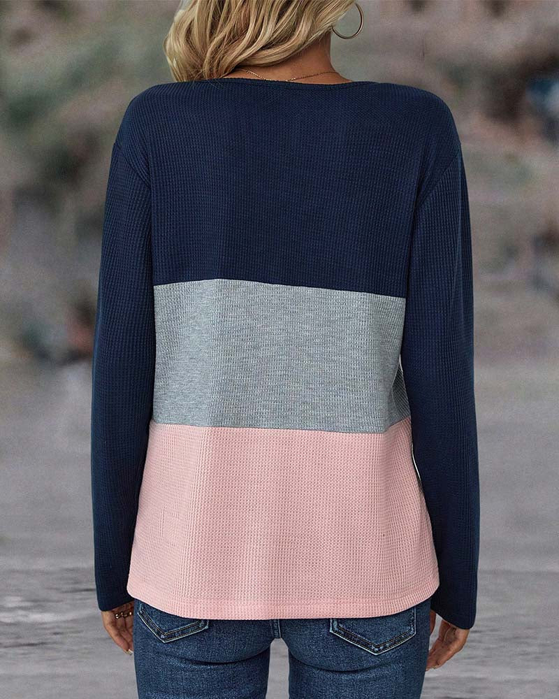 Casual Women's Sweater with Color Block – Noëlle - 2