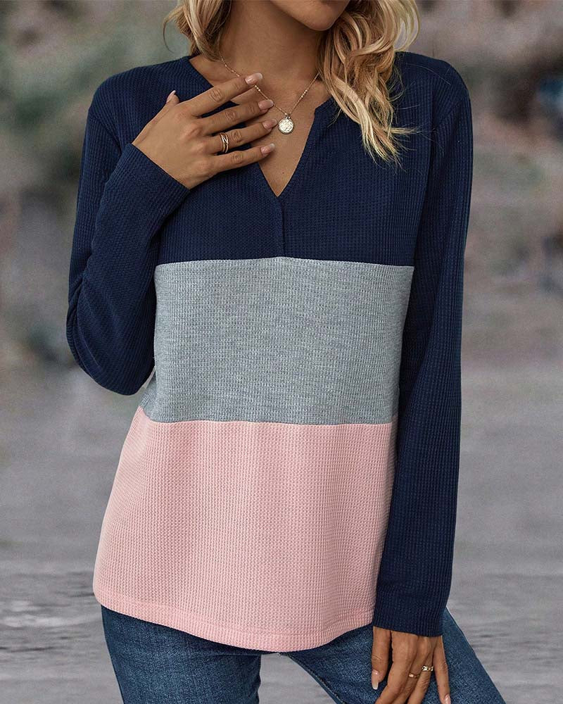 Casual Women's Sweater with Color Block – Noëlle - 3