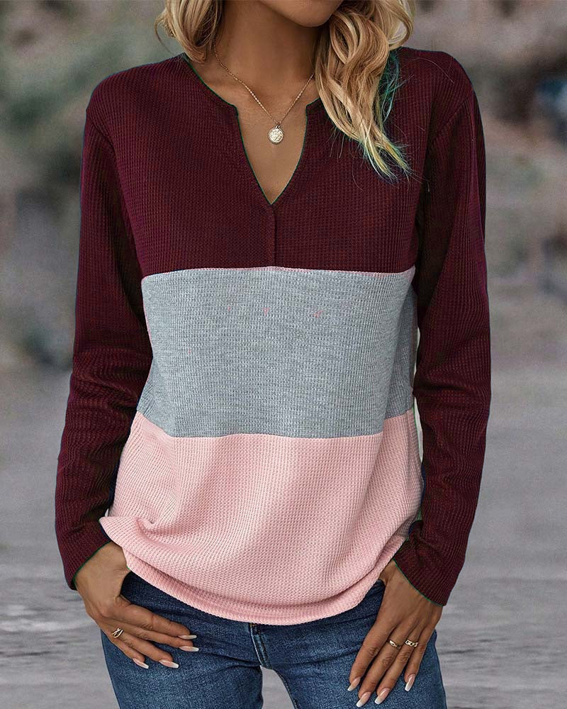 Casual Women's Sweater with Color Block – Noëlle - 7