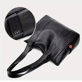 Tote Bag Faux Leather Shoulder Zip Pocket Work Handbag