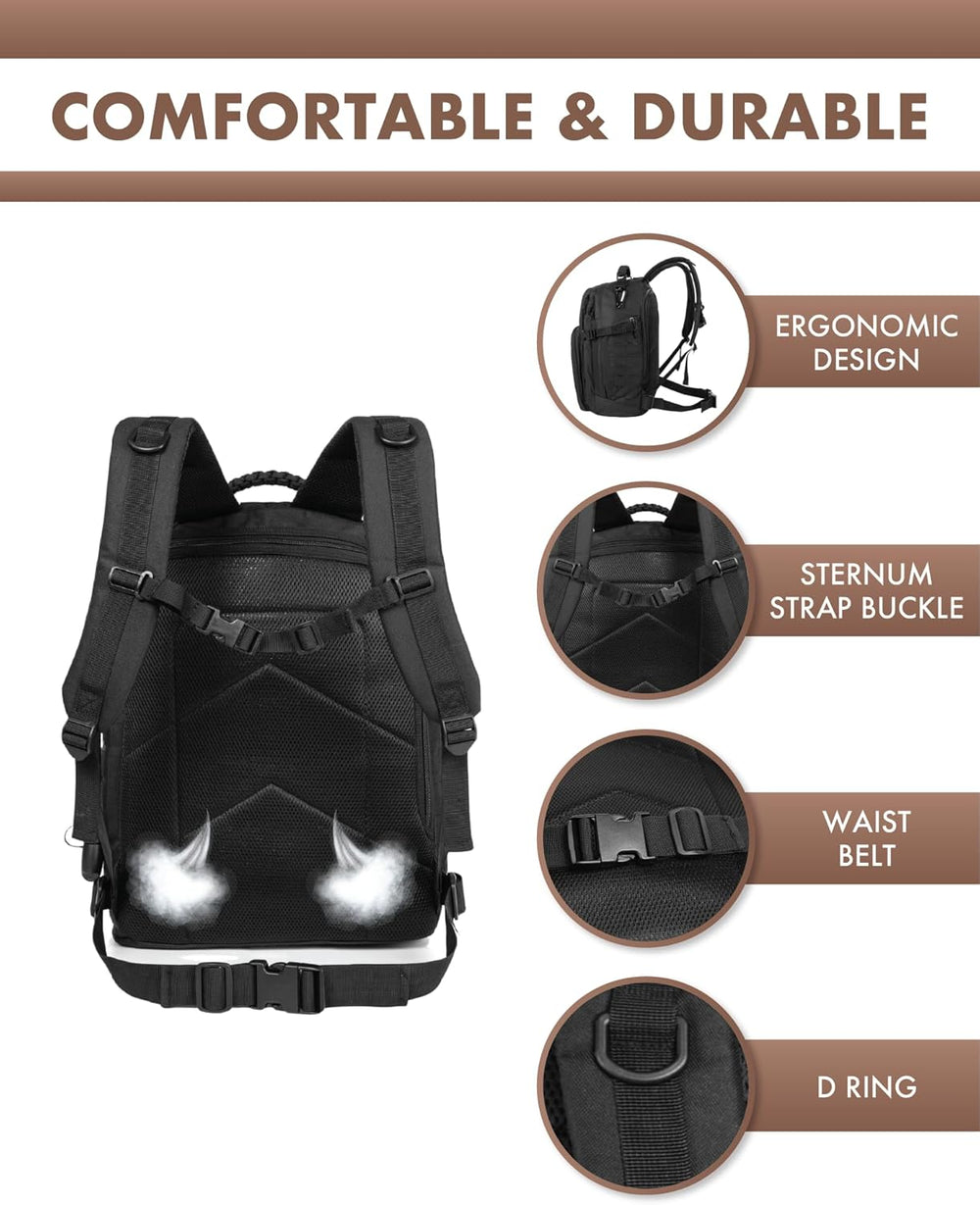 35L Tactical Outdoor Backpack with Molle System & Laptop Compartment - Durable, Water-Resistant, Ideal for Hiking, Camping, and Travel