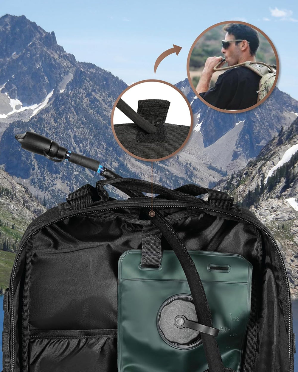 35L Tactical Outdoor Backpack with Molle System & Laptop Compartment - Durable, Water-Resistant, Ideal for Hiking, Camping, and Travel