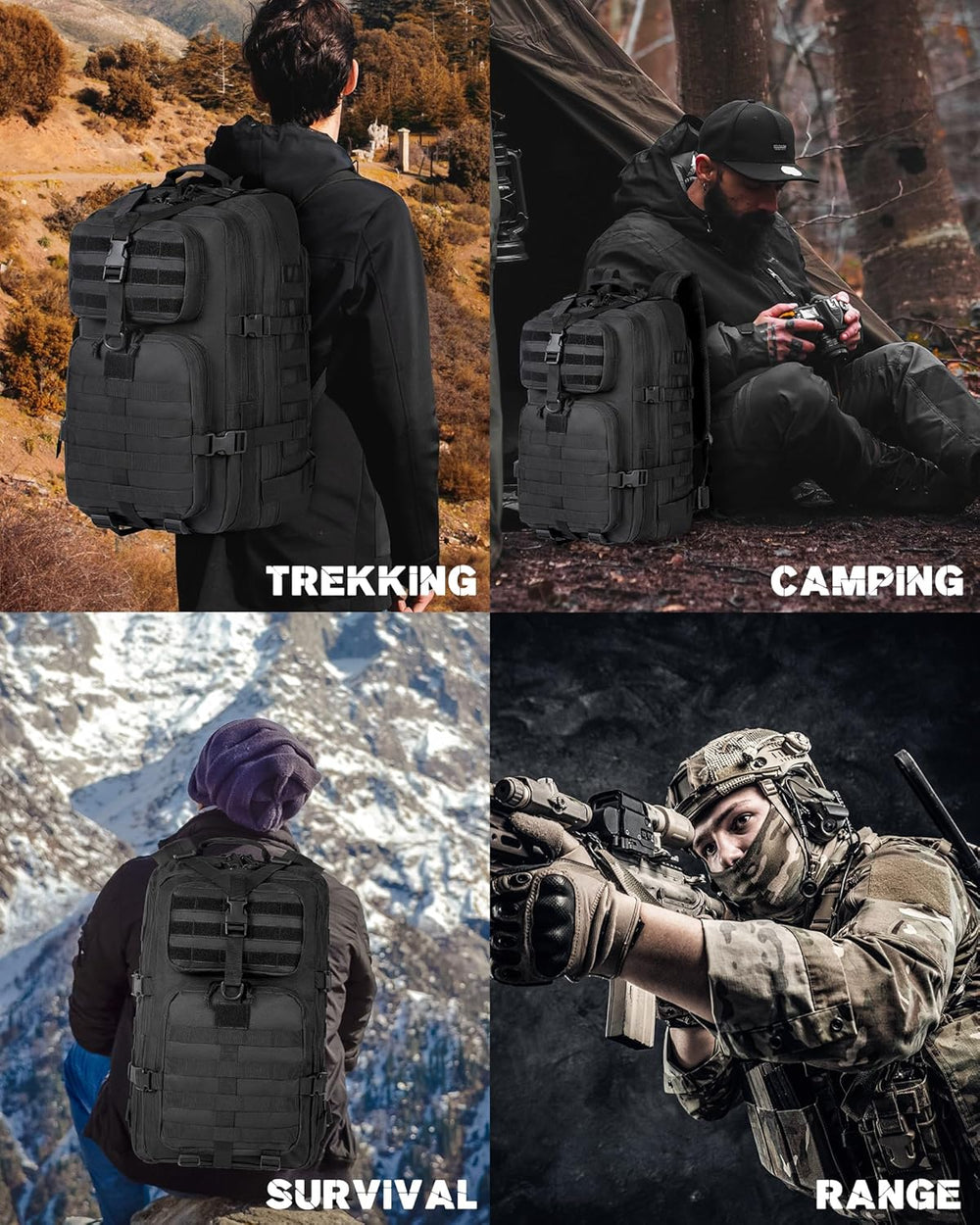 35L Tactical Outdoor Backpack with Molle System & Laptop Compartment - Durable, Water-Resistant, Ideal for Hiking, Camping, and Travel
