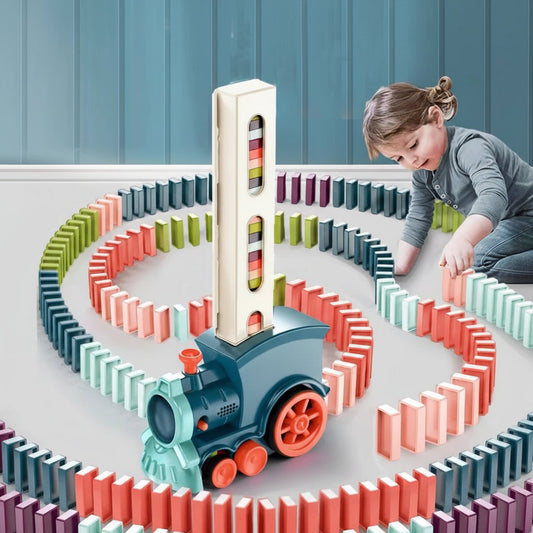 Domino Train Toy Set – Kids, Automatic Building & Sound-Light Effects