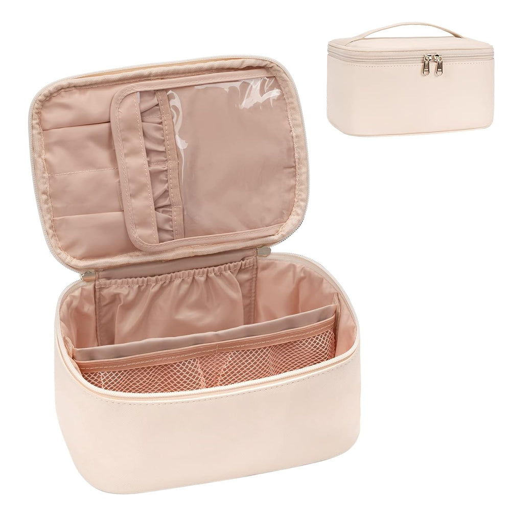 Compact Travel Makeup Organizer with Adjustable Dividers - Perfect for On-the-Go Beauty Essentials