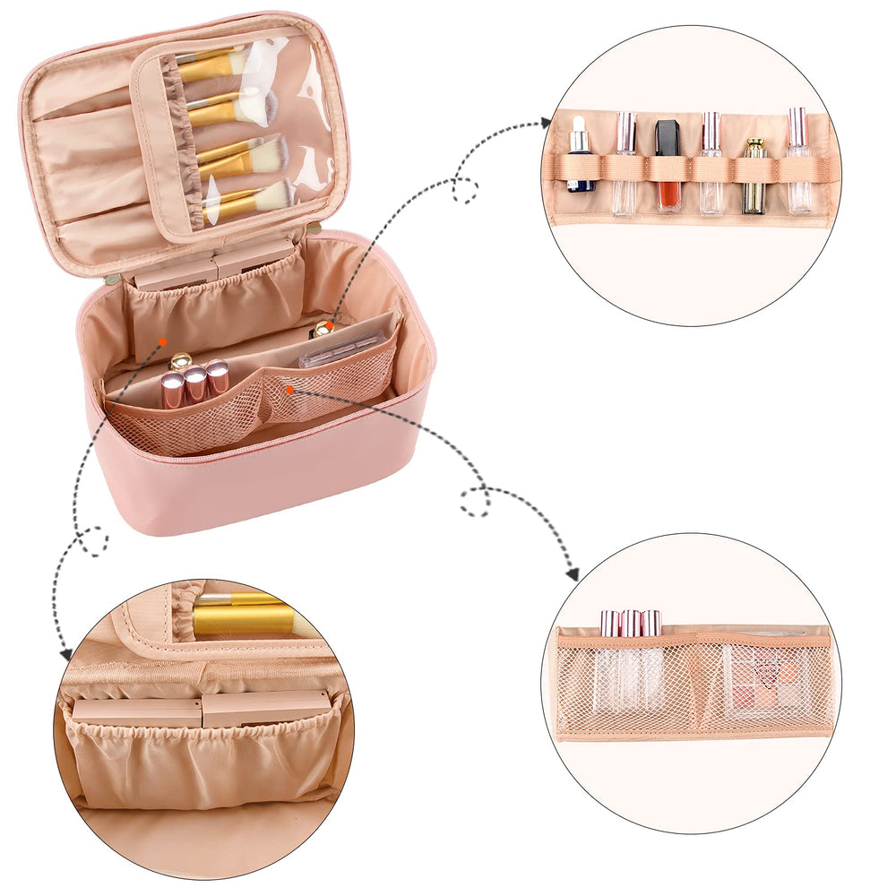 Compact Travel Makeup Organizer with Adjustable Dividers - Perfect for On-the-Go Beauty Essentials