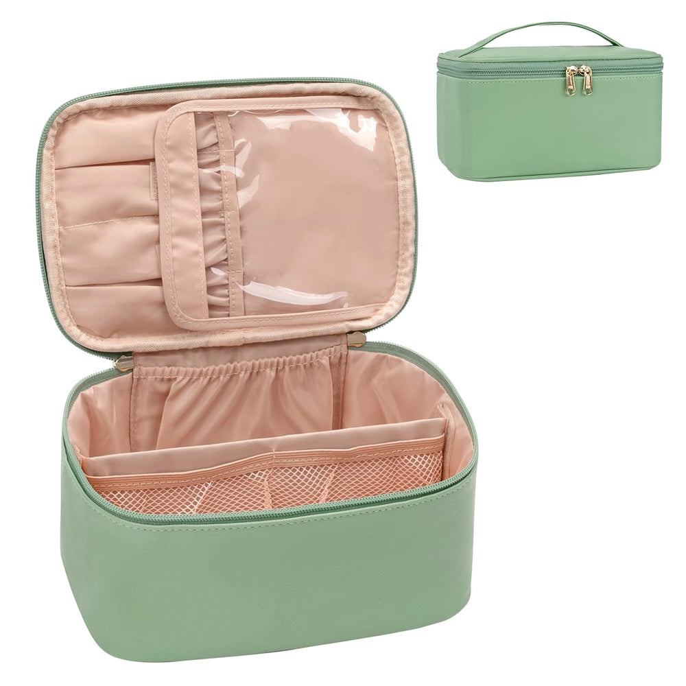 Compact Travel Makeup Organizer with Adjustable Dividers - Perfect for On-the-Go Beauty Essentials