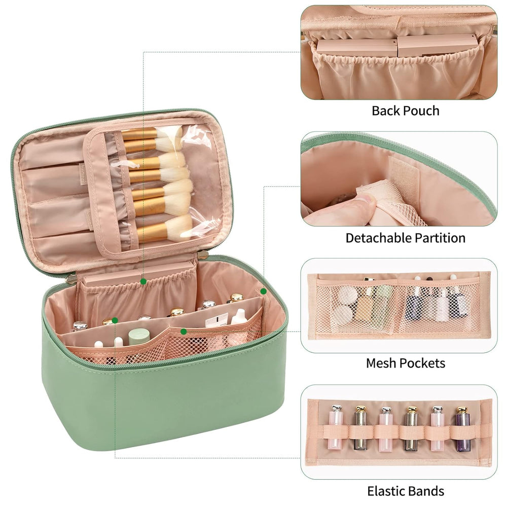 Compact Travel Makeup Organizer with Adjustable Dividers - Perfect for On-the-Go Beauty Essentials