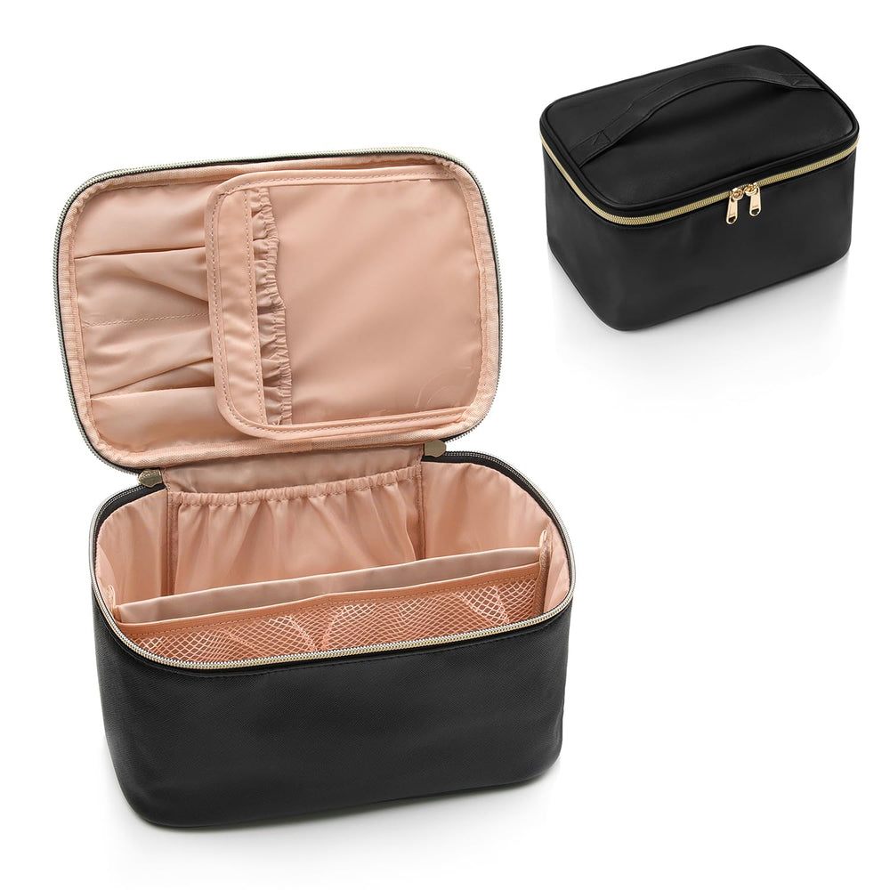 Compact Travel Makeup Organizer with Adjustable Dividers - Perfect for On-the-Go Beauty Essentials