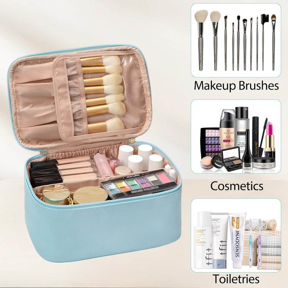 Compact Travel Makeup Organizer with Adjustable Dividers - Perfect for On-the-Go Beauty Essentials