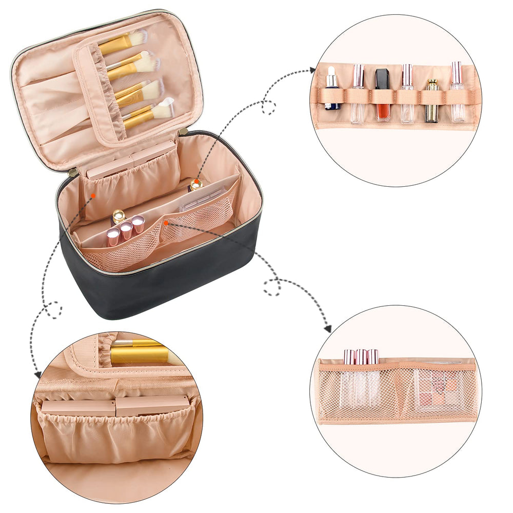 Compact Travel Makeup Organizer with Adjustable Dividers - Perfect for On-the-Go Beauty Essentials