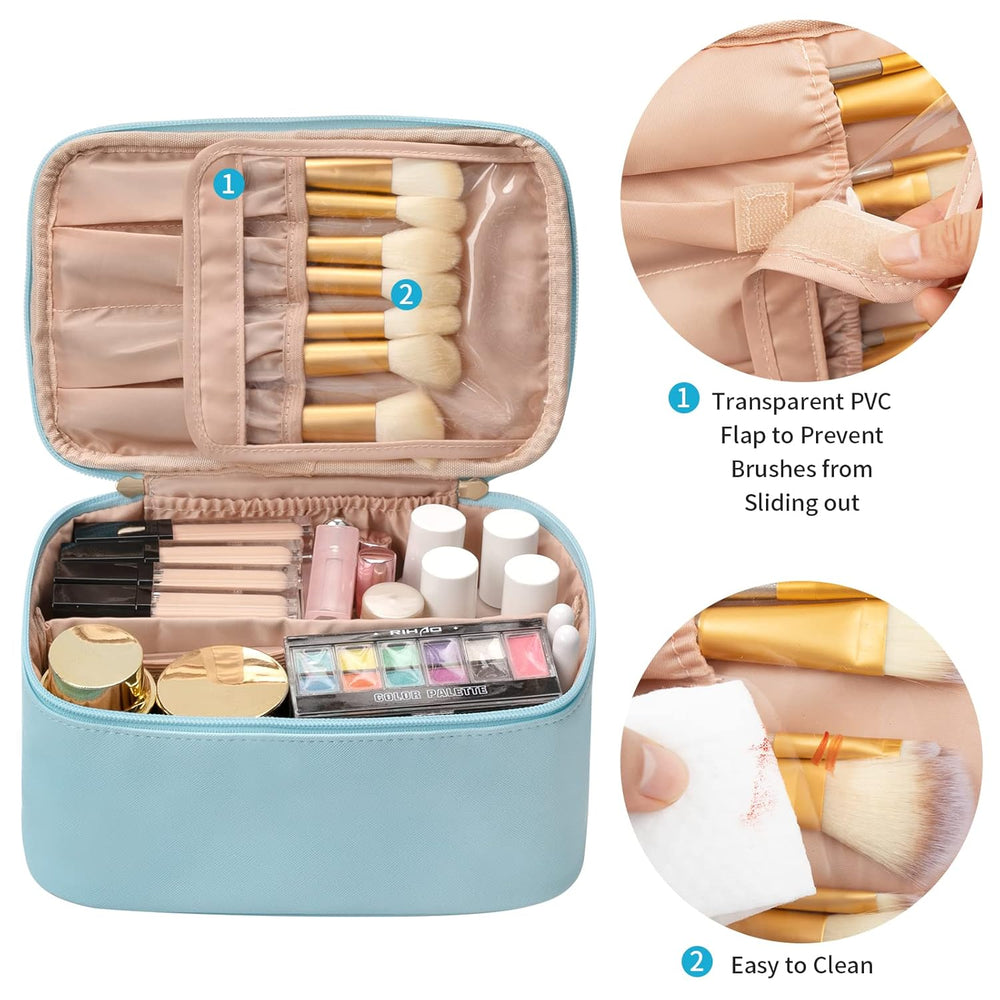 Compact Travel Makeup Organizer with Adjustable Dividers - Perfect for On-the-Go Beauty Essentials
