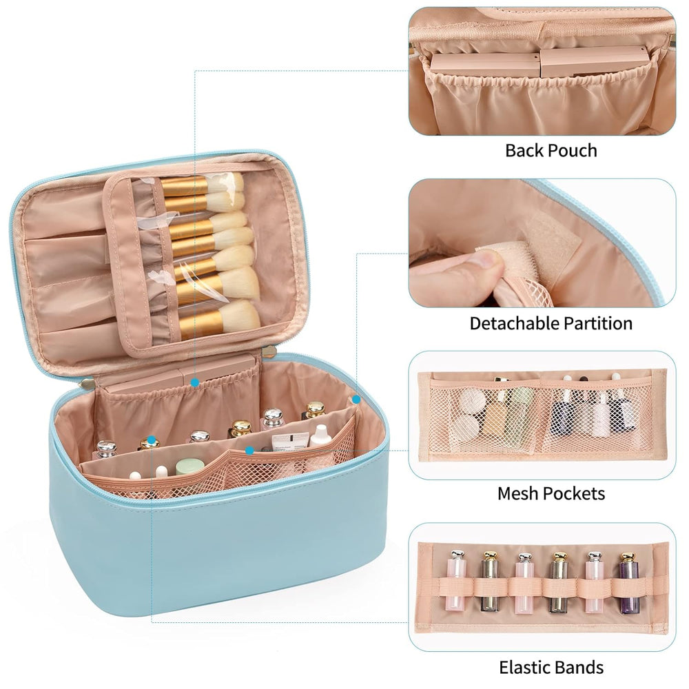 Compact Travel Makeup Organizer with Adjustable Dividers - Perfect for On-the-Go Beauty Essentials