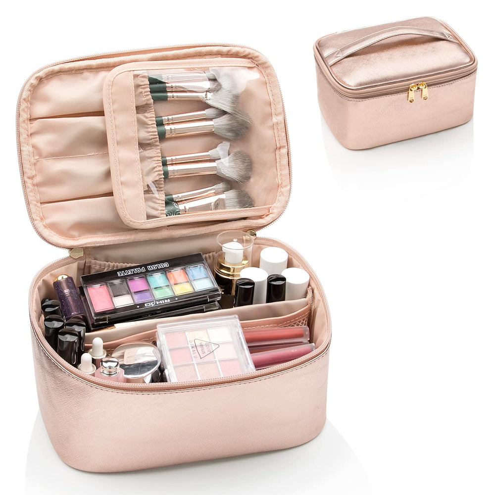 Compact Travel Makeup Organizer with Adjustable Dividers - Perfect for On-the-Go Beauty Essentials
