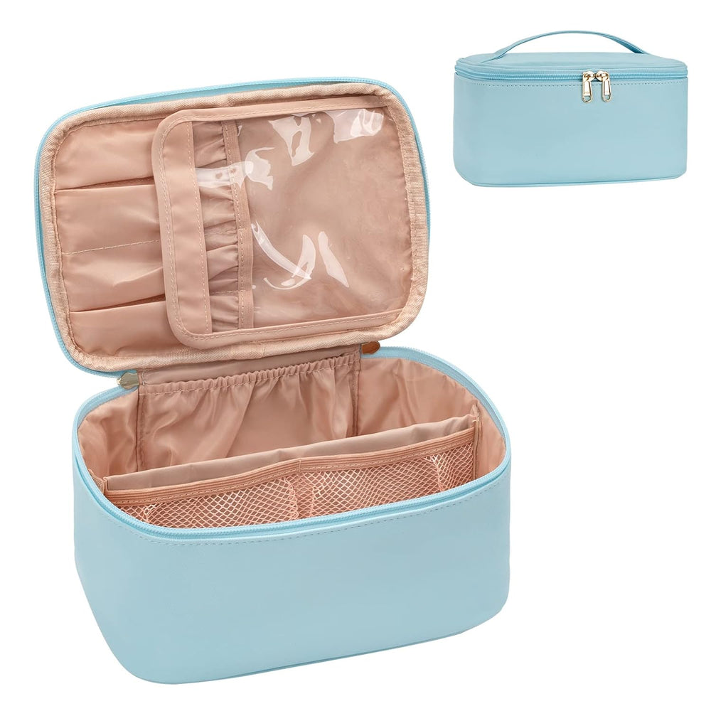 Compact Travel Makeup Organizer with Adjustable Dividers - Perfect for On-the-Go Beauty Essentials
