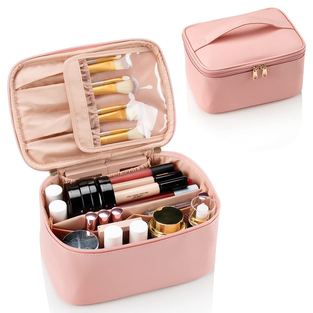 Compact Travel Makeup Organizer with Adjustable Dividers - Perfect for On-the-Go Beauty Essentials