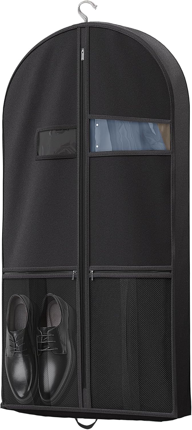 Premium Heavy-Duty Travel Garment Bag with Clear Window & Multiple Accessory Pockets - Ideal for Business & Leisure Trips