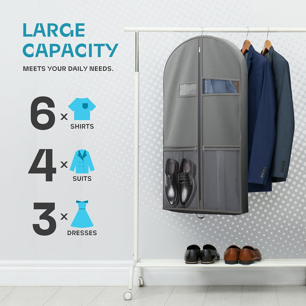 Premium Heavy-Duty Travel Garment Bag with Clear Window & Multiple Accessory Pockets - Ideal for Business & Leisure Trips