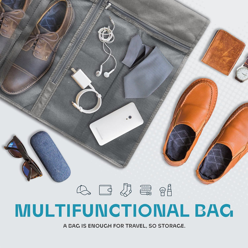 Premium Heavy-Duty Travel Garment Bag with Clear Window & Multiple Accessory Pockets - Ideal for Business & Leisure Trips