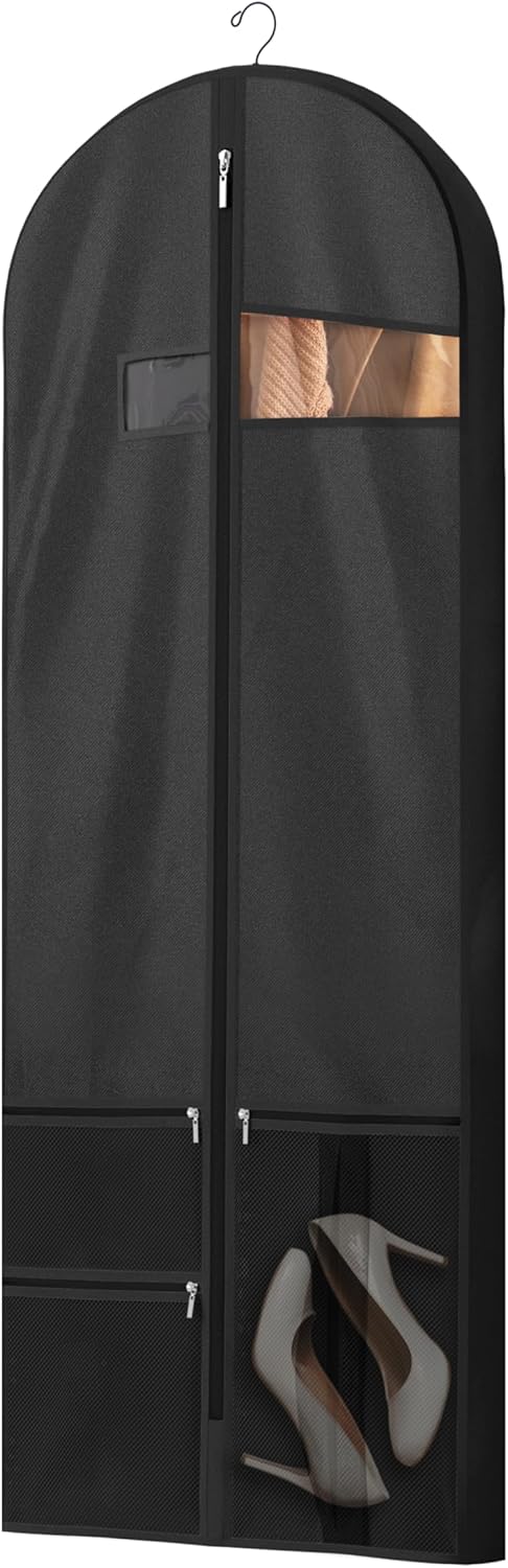 Premium Heavy-Duty Travel Garment Bag with Clear Window & Multiple Accessory Pockets - Ideal for Business & Leisure Trips