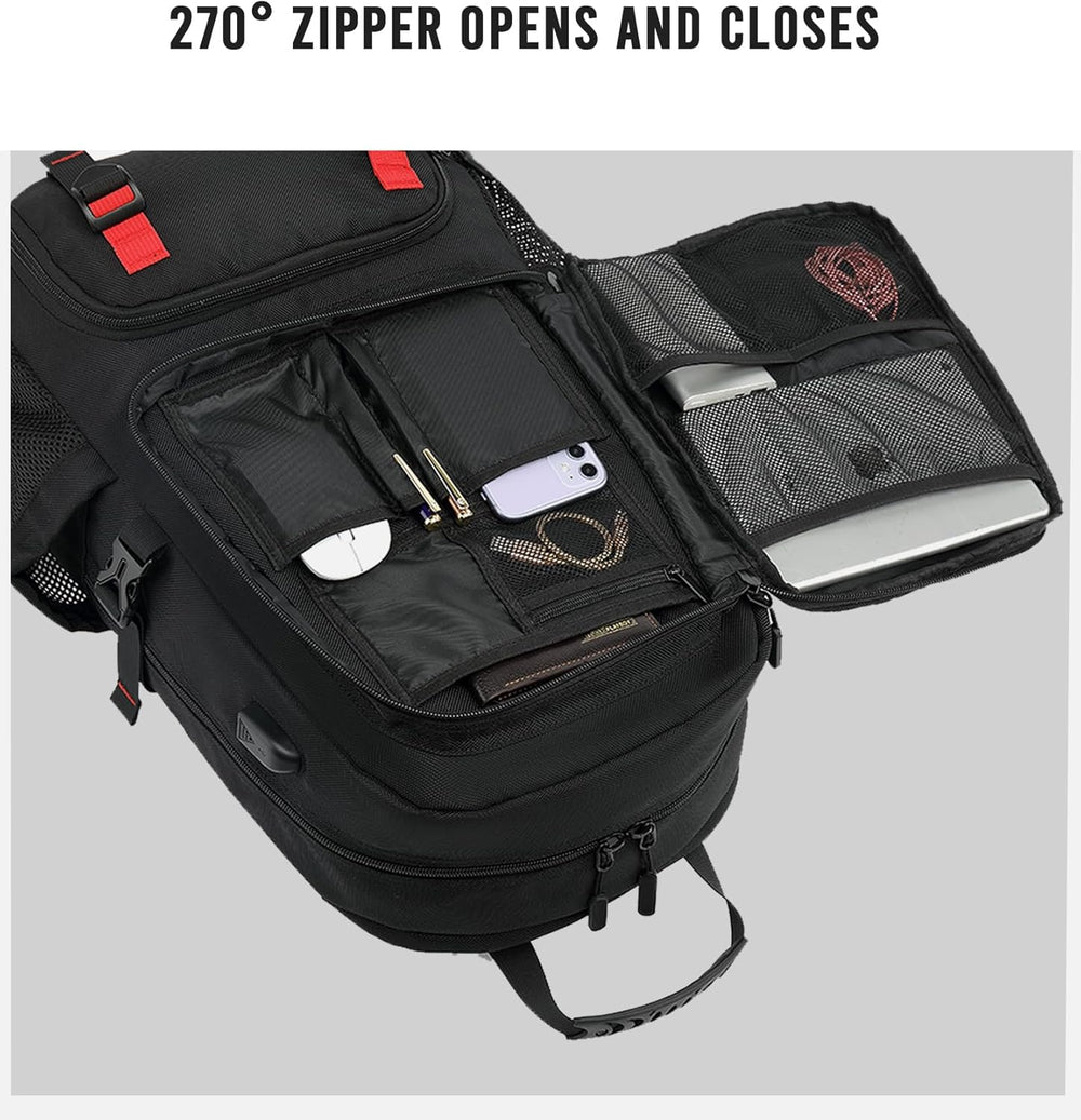 60L Waterproof Travel Backpack with USB Port & Shoe Compartment