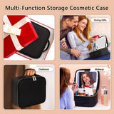 Travel Makeup Organizer with LED Mirror - Compact Cosmetic Case for On-the-Go Beauty