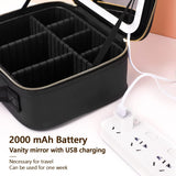 Travel Makeup Organizer with LED Mirror - Compact Cosmetic Case for On-the-Go Beauty