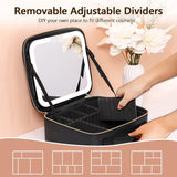 Travel Makeup Organizer with LED Mirror - Compact Cosmetic Case for On-the-Go Beauty