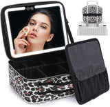 Travel Makeup Organizer with LED Mirror - Compact Cosmetic Case for On-the-Go Beauty