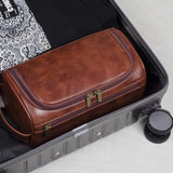 Travel Toiletry Bag – Leather Cosmetic Organizer, Hanging Hook & 4 Colors