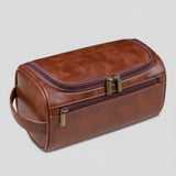 Travel Toiletry Bag – Leather Cosmetic Organizer, Hanging Hook & 4 Colors